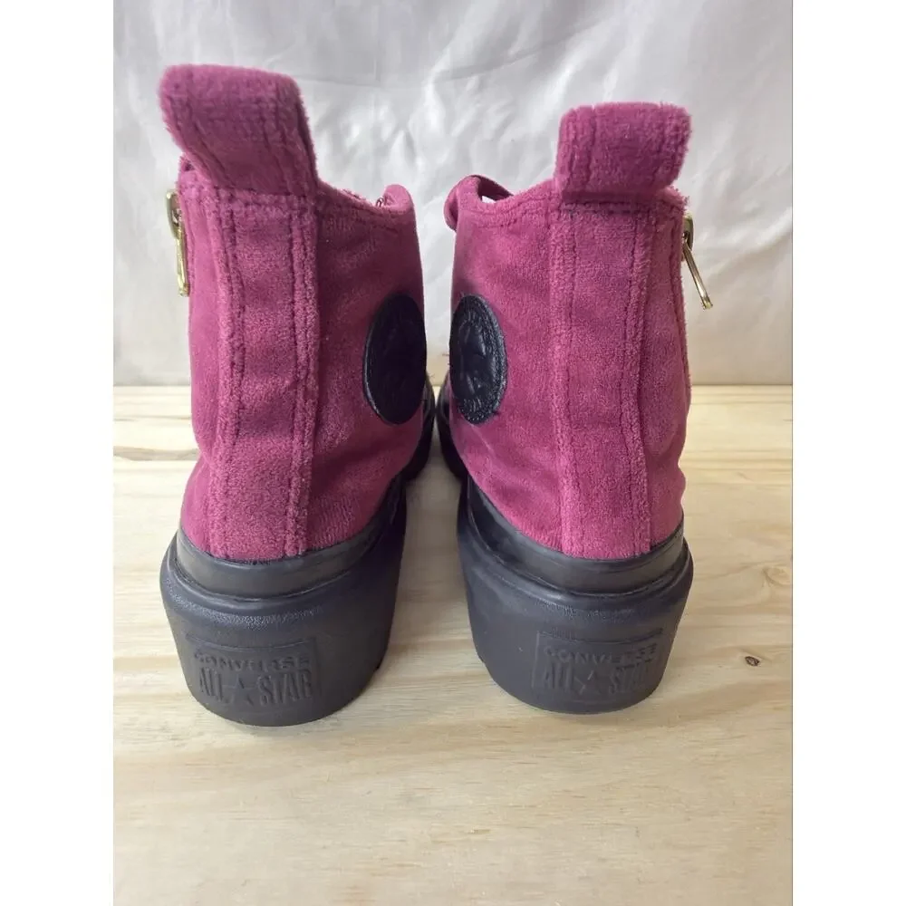Converse Chuck Taylor Lugged High Top Platform Velvet Berry Big Kids Size 3.5
